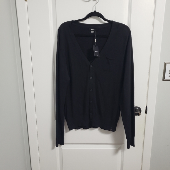 RUDSAK Other - RUDSAK Black Monet Leather Elbow Patch Knit Cardigan